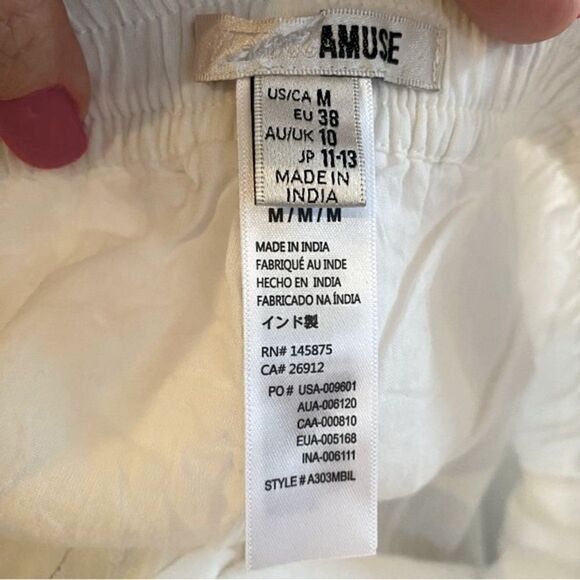 AMUSE SOCIETY White Lined Paper Bag Style Pants Size Medium - Picture 4 of 6